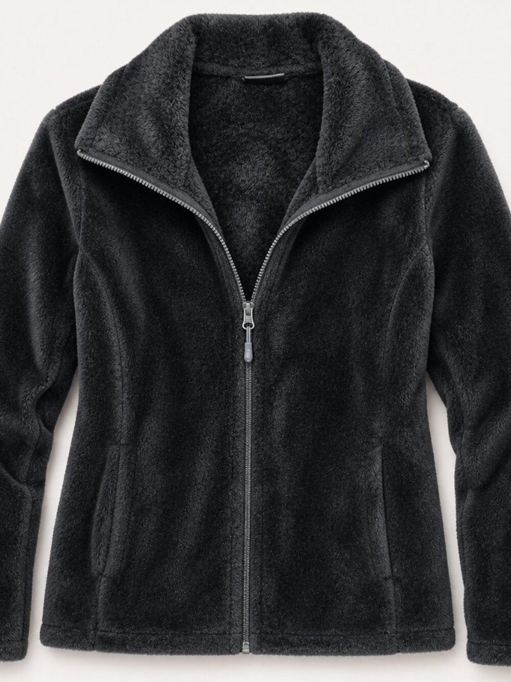 32 Degrees Heat Black Plush Fleece Jacket Women's Medium Soft Zip Up Luxe Fur